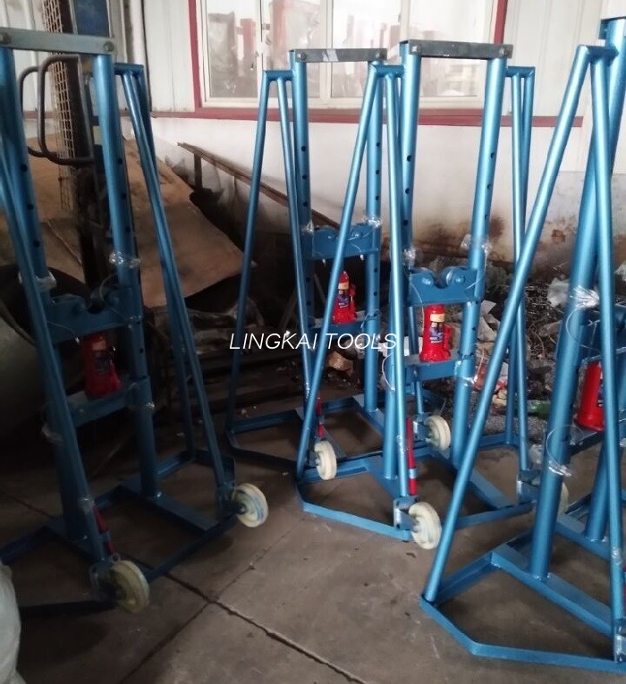 ஸ்பிண்டில் பார் ஹைட்ராலிக் ஹை லிஃப்ட் ஜாக் கேபிள் ரீலை எடுத்துச் செல்வதற்கு 10டி நிற்கிறது