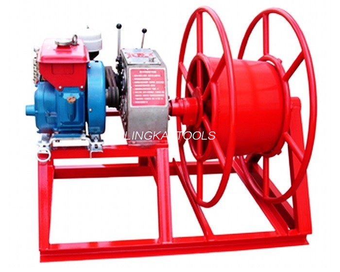 3600rpm வேகம் 5 டன் பவர் புல்லர் வின்ச் வயர் GX160 பெட்ரோல் எஞ்சினுடன் டேக் அப்
